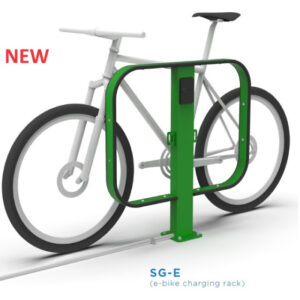 SG-E Premium e-Bike Charging Rack with 'Scratch Guard' bumper for Lower Tier Parking